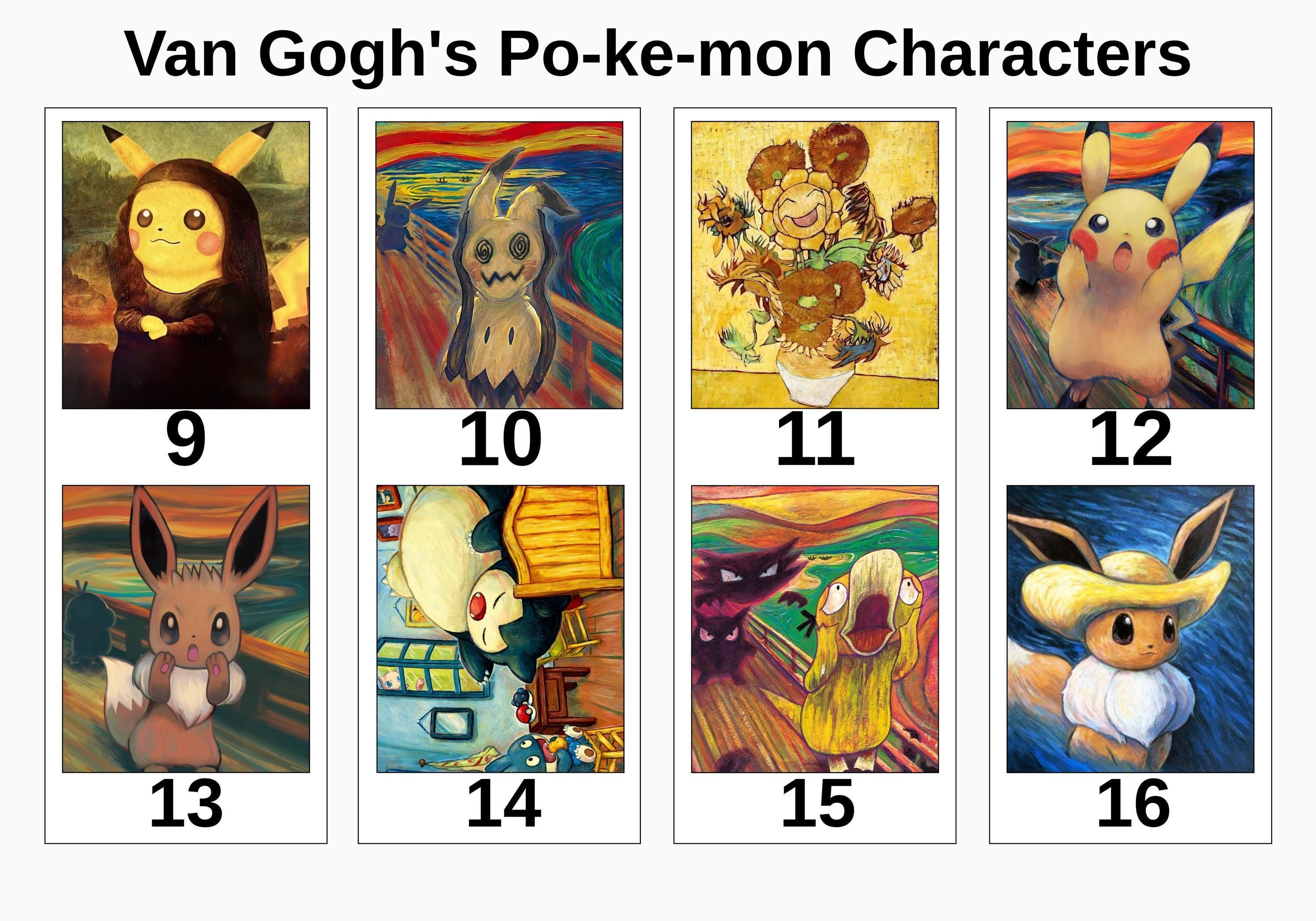 Van Gogh Pikachu Canvas Art Prints, Set of 3 - Etsy