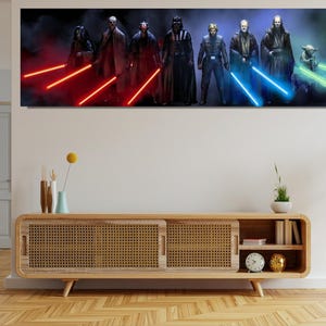 Starwars Characters Ready To Hang Canvas, Blockbuster Fine Art Panorama Print, Canvas Art Prints, Movie Pano on Canvas, XXL Fan Art Canvas