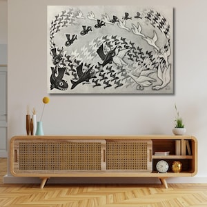 M.C. Escher Predestination Poster Print,Maurits Cornelis Escher Canvas Wall Art,MC Escher Predestination Print Art,Modern Wall Art Decor