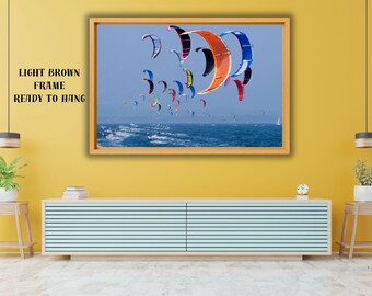 Kitesurfing Canvas Art Print: Watersport Surfing Design