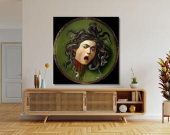 Lienzo impreso de la Medusa de Caravaggio, arte mural barroco