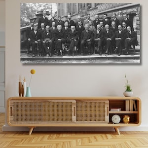 Solvaykonferensen 1927 Canvastavla, vintage fysikfotoaffisch