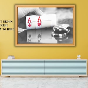 Poker Canvas Print, Poker Wall Art, Pocket Aces Canvas Art, Poker Player Gift, Large Poker Print,Retro Man Cave,Game Room and Casino Decor