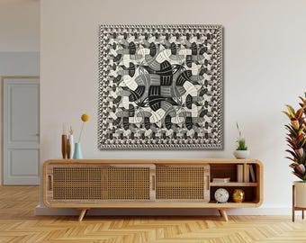 Escher Square Limit Canvas Print, Geometric Art, Wall Decor