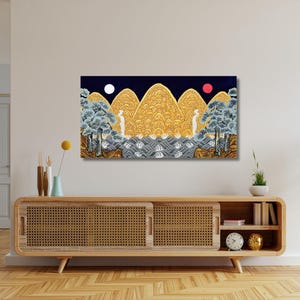Korea folk Landscape Wall Art,Korean Wall Art Decor,Mountain Canvas Wall Art Print,Vintage poster art,Mountain art print,pine tree wall art