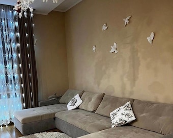 Flying Birds Set of 5pc, Wall Decor Birds, Sparrow, Bird Sculpture, Modern Interior Decorations
