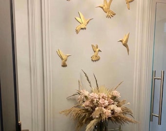 Hummingbird Wall Decor Sculptures: Set of 7 Modern Wall Birds