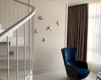 Gold Sparrow Flock: Set of 5 Wall Decor Birds