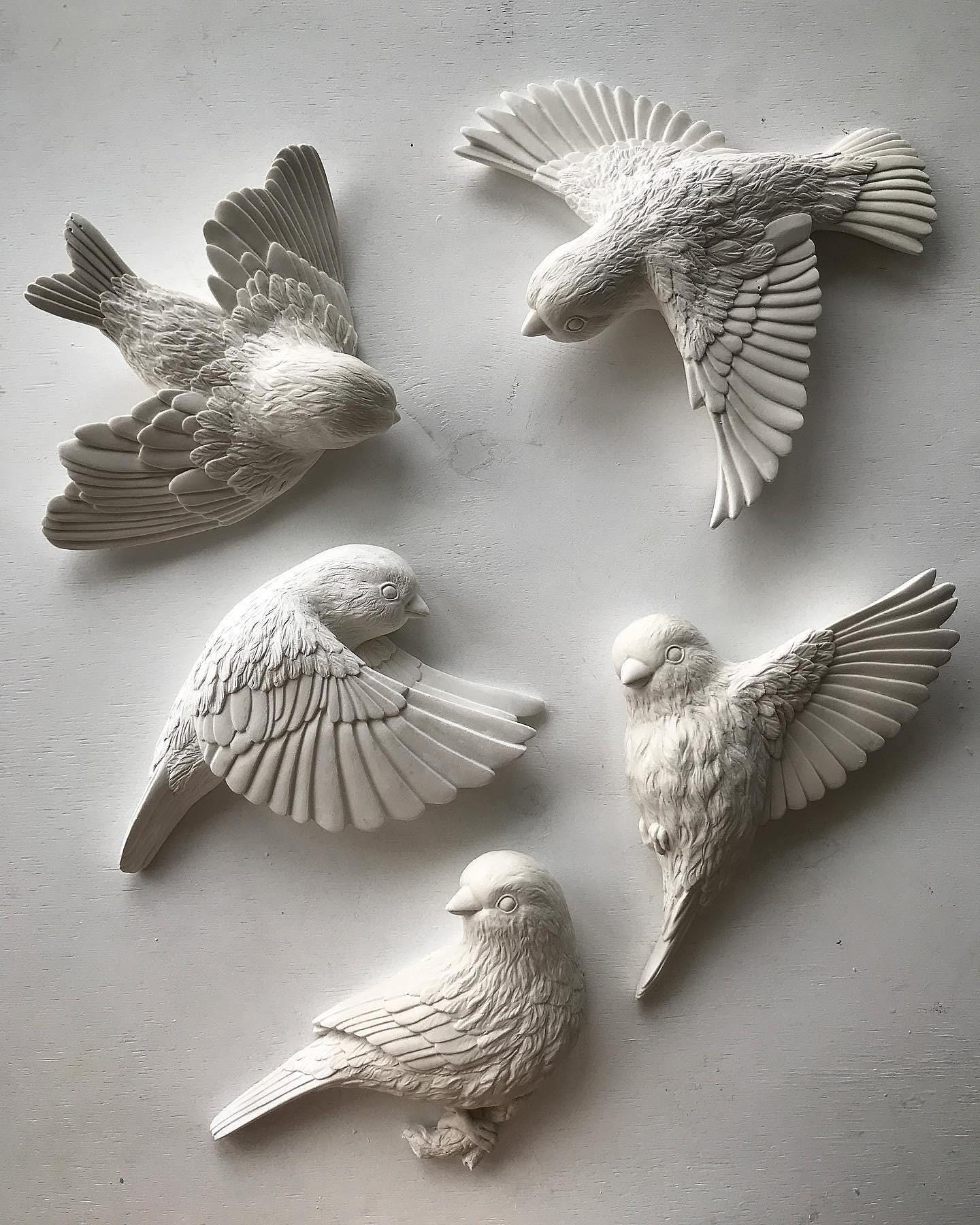 Fly Decor Flying Birds Set of 5pc, Wall Decor Birds, Sparrow, Bird Sculpture ...