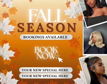 Fall Season Booking Flyer: Autumn Beauty Service Template (Digital Download)