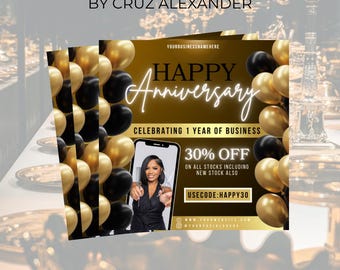 Business Anniversary Flyer: Customizable Canva Template (Digital Download)
