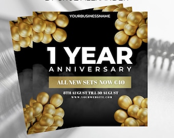 Business Anniversary Flyer: Customizable Canva Template (Digital Download)