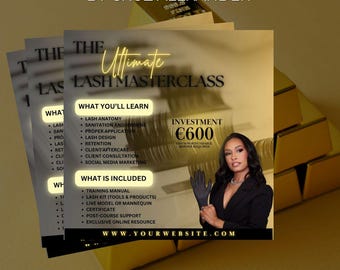 Lash Class Flyer: Editable Beauty Masterclass Canva Template (8.5 x 11 in or A4)