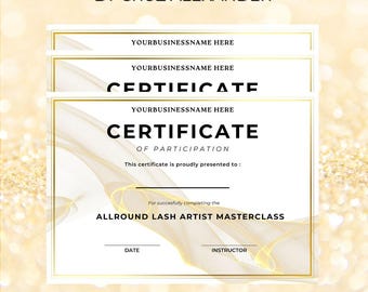 Bearbeitbare Vorlage für ein goldenes Abschlusszertifikat: Schönheitsindustrie (Canva)