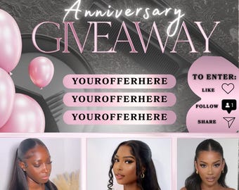 Beauty Raffle Flyer Template, Hair Lashes Braids Nails Makeup (DIY Canva)