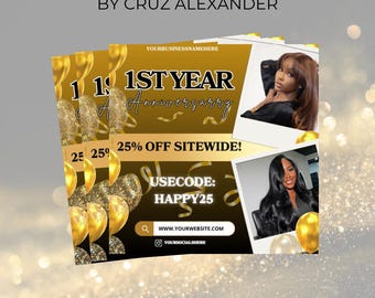 Business Anniversary Flyer: Customizable Canva Template (Digital Download)