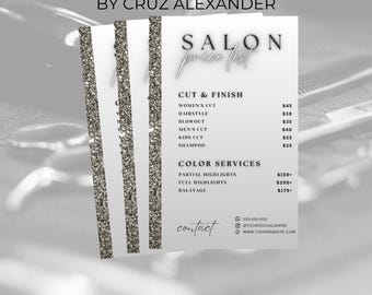 Salon Price List Template: Customizable Canva Flyer (Digital Download)