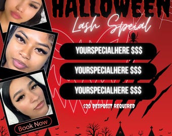 Halloween Beauty Booking Flyer: Editable Canva Template (Digital Download)