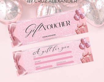 Pink Gift Voucher Template: Canva Editable Design