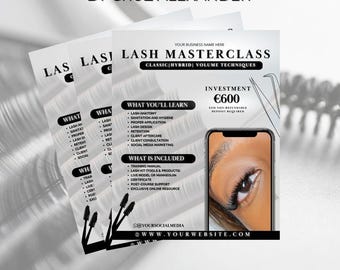 Lash Masterclass Flyer Template: DIY Beauty Course Design (Canva)