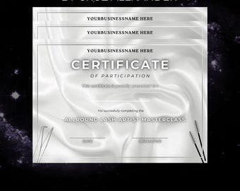 Editable Beauty Certificate Template: Elegant White Design (Canva)