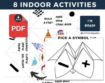 I'm Bored Chatterbox, 8 Indoor Activities for Young Children, Printable, Cootie Catcher Game