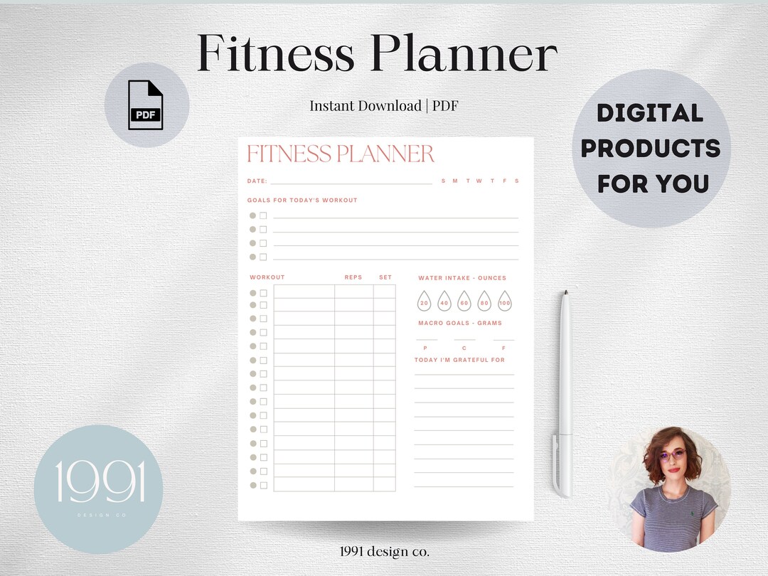 Fitness Planner Simple Fitness Planner Printable PDF Digital Etsy