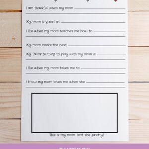 Carta para mamá SVG & PNG archivo digital descarga instantánea imprimible para que los niños personalicen y completen los espacios en blanco