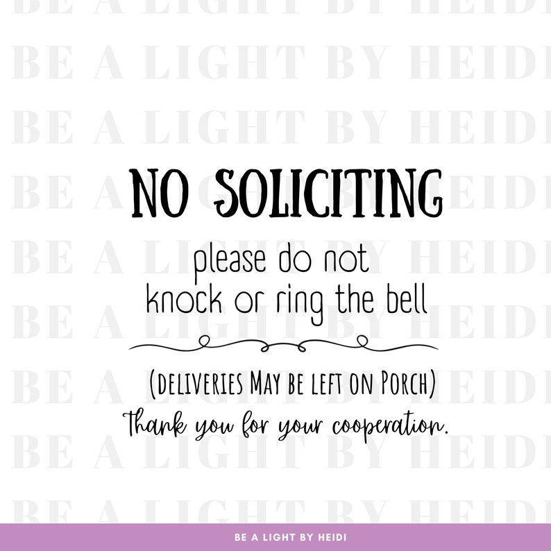 No Soliciting - SVG & PNG Digital File Download - Etsy