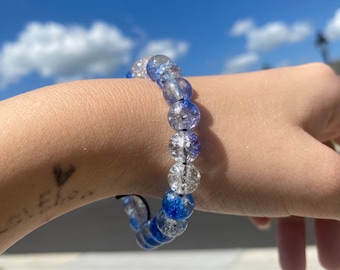 Frozen Elsa Crackle Glass Beaded Stretchy Bracelet