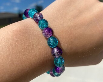 Disney Monsters Inc. Sully Crackle Glass Beaded Stretchy Bracelet