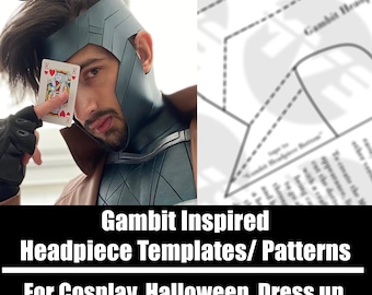 Szablony nakryć głowy inspirowane Gambitem | Wzory na cosplay, Halloween i przebrania