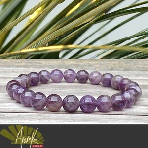 Amethyst Bracelet 8mm Gemstone Bracelet    Beaded Bracelet Stretch Bracelet