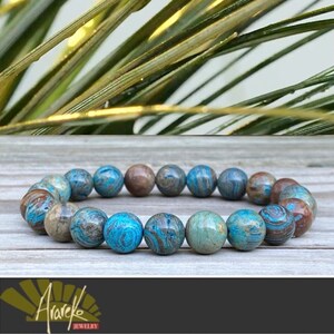 Blue Sky Jasper Bracelet 10mm Bracelet   Calcilica Jasper Bracelet Handmade Stretch Bracelet Gemstone Bracelet