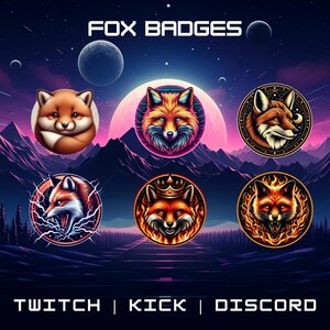 Fox Sub Badges for Twitch, Mixer, Kick (Instant Download)