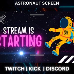 Astronaut Animated Twitch Overlay - Complete Stream Package - Made For Twitch, YouTube, Kick | Animated And Static Screens.