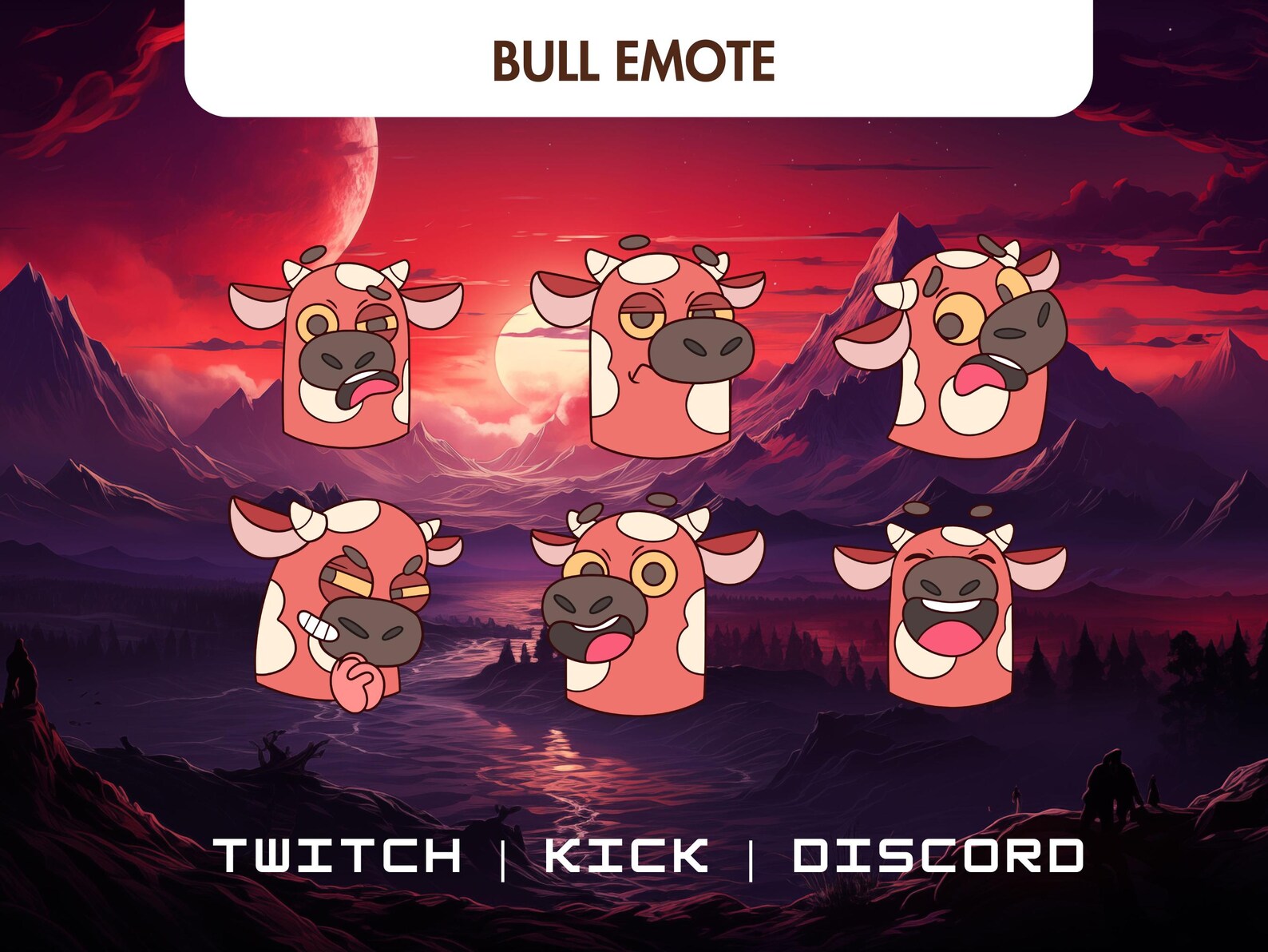 Bull Twitch Emotes: Kawaii Animal Expressions for Discord, Youtube ...