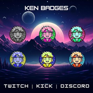 6 Kawaii Anime Sub/Bit Badges For Twitch | Discord Badges | Ready To Use | Instant Download | Streaming Assets | Character Badges.