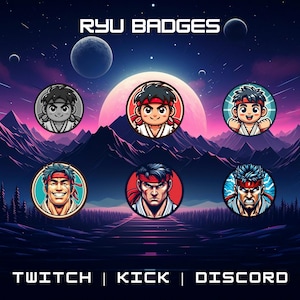 6x Anime Sub/Bit Badges | Twitch Streamer Assets | Fictional Character Sub Badges | Instant Download And Upload.