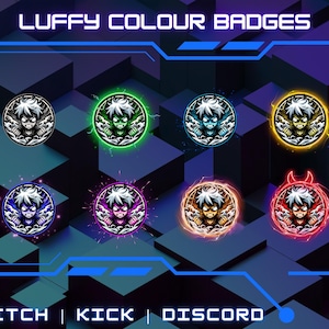 8 Twitch Sub/Bit Badges Bundle - Anime Badges - Cool Designs - Instant Download - Gaming And Streamer Icons - Unique Character Theme.