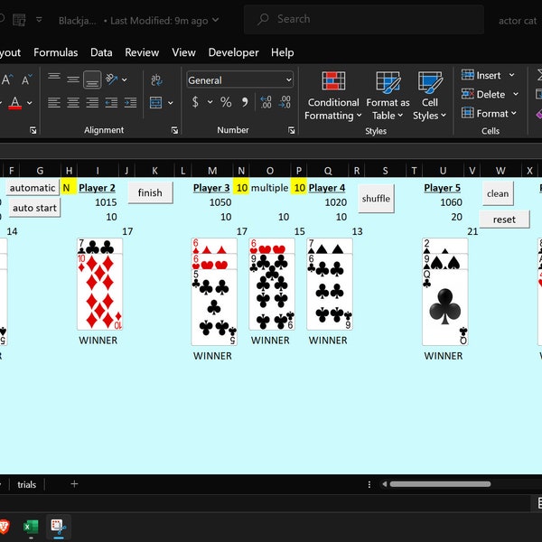 Blackjack Pro Software with Card Counting tool and Simulator... for Microsoft Excel...
