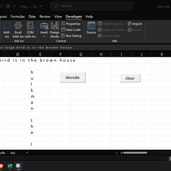 Excel Enigma Machine... for Microsoft Excel...