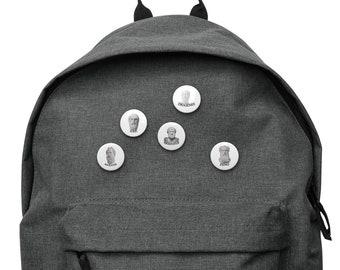Set of Philosophers Pin Buttons White Background