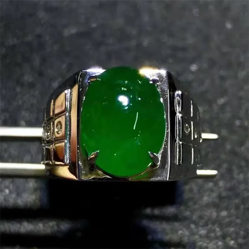 Men's Emerald Ring 6.5ct Natural Vivid Green Emerald Ring 18K South ...