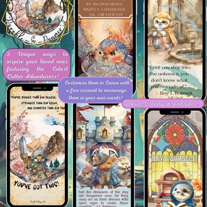 Wise Critter Adventurers Set van 5 E(couragment)-kaarten downloadbare en aanpasbare e-kaarten voor tekst of e-mail (set 1)