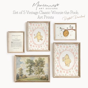 Winnie the Pooh Prints Classic Winnie the Pooh Print Vintage Pooh Nursery Decor Vintage Girls Nursery Baby Shower Gift PRINTABLE Wall Art