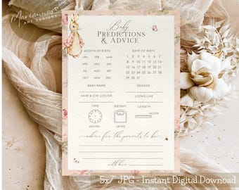 Baby Prediction and Advice Cards Peter Rabbit Baby Shower Game Baby Predictions Game Baby Shower Activity Vintage Beatrix Potter PRINTABLE