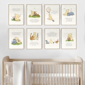 Winnie the Pooh Prints Classic Winnie the Pooh Prints Winnie the Pooh Quotes Nursery Prints Baby Shower Gift Baby Gift Set of 8 PRINTABLES