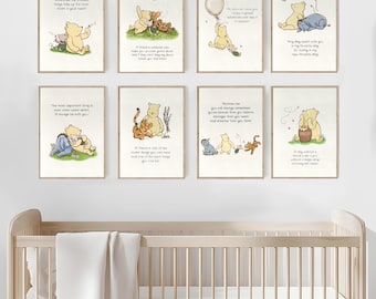 Winnie the Pooh Prints Classic Winnie the Pooh Prints Winnie the Pooh Quotes Nursery Prints Baby Shower Gift Baby Gift Set of 8 PRINTABLES