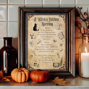 Witch’s Kitchen Blessing Print Witch Art Kitchen Witch Poster Vintage Kitchen Print Witchery Halloween Decor Halloween PRINTABLE Fall Art